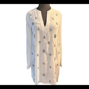 BCBGMaxAzria Satin Chiffon Silver Embellished Fairy Glam Tunic Dress Womens XXS